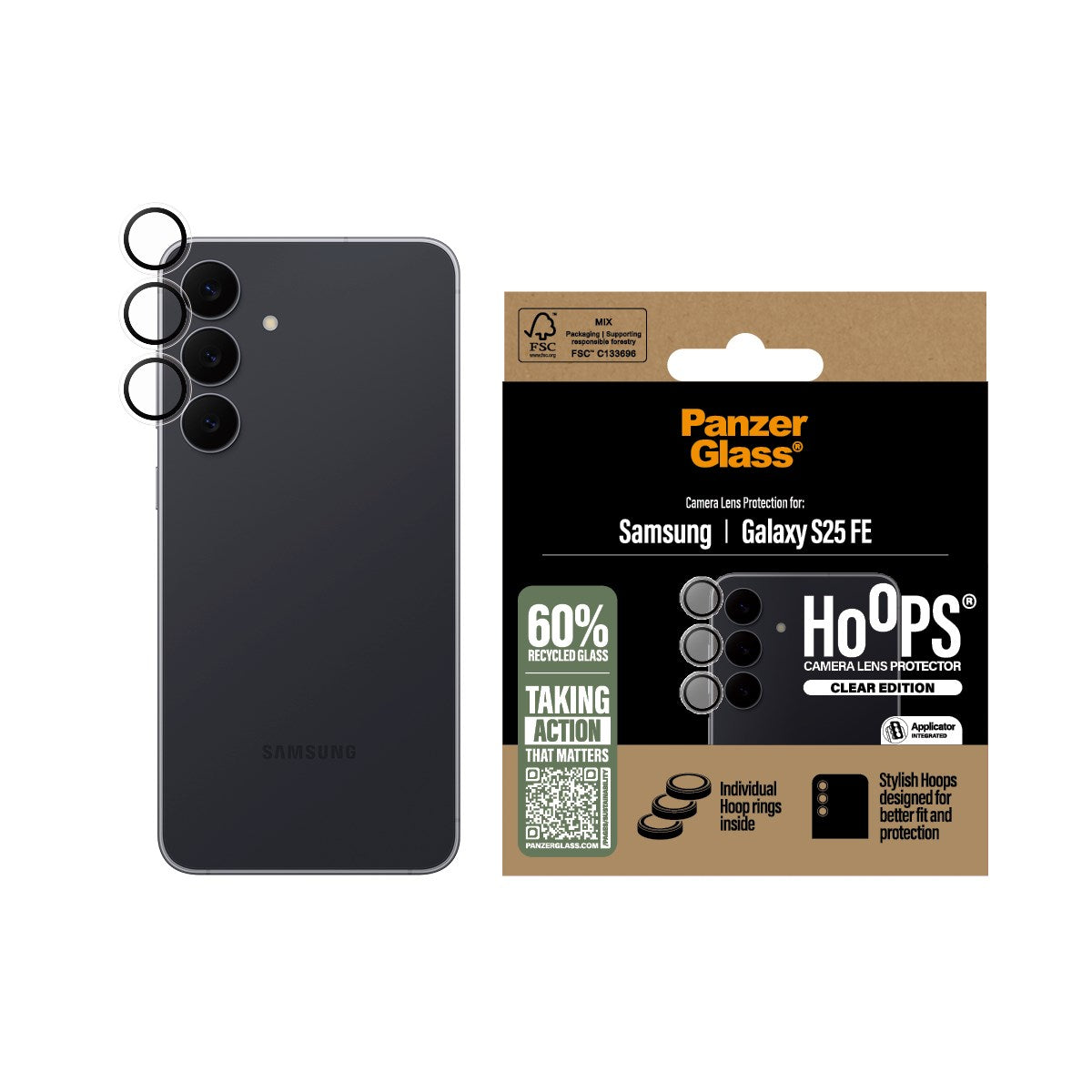 PanzerGlass® Hoops® Kameralinsebeskytter Transparent Samsung Galaxy S25 FE 5G